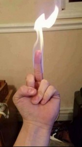 Create meme: flame, middle finger, finger