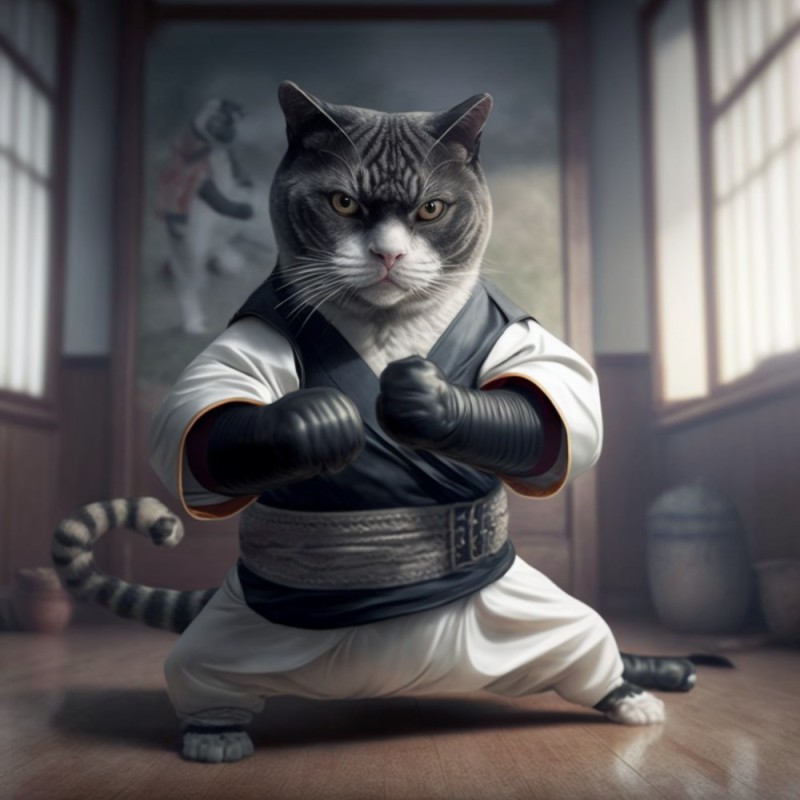 Create meme: Kung fu cats, Kung fu cat, karate animals