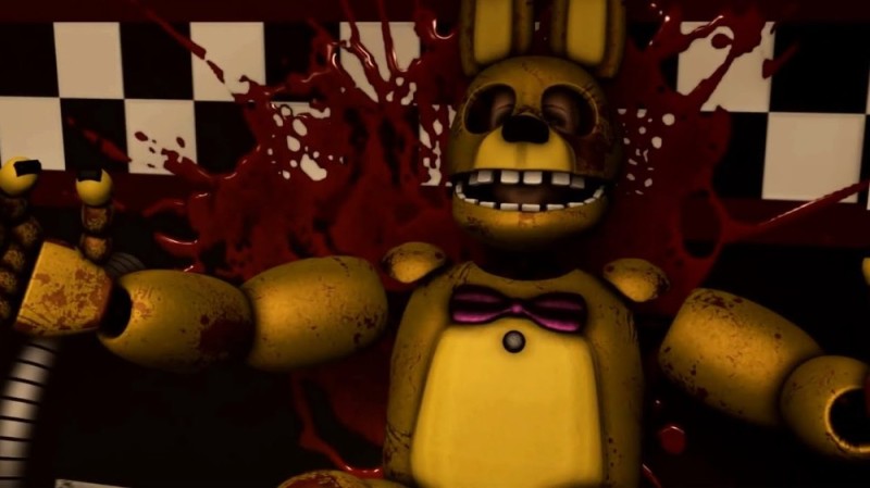 Create meme: William Afton, William Auton in a Spring Bonnie costume, fnaf 