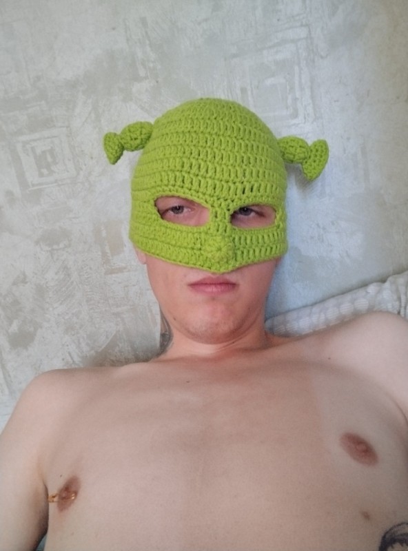 Create meme: shrek hat, knitted hat, cap mask