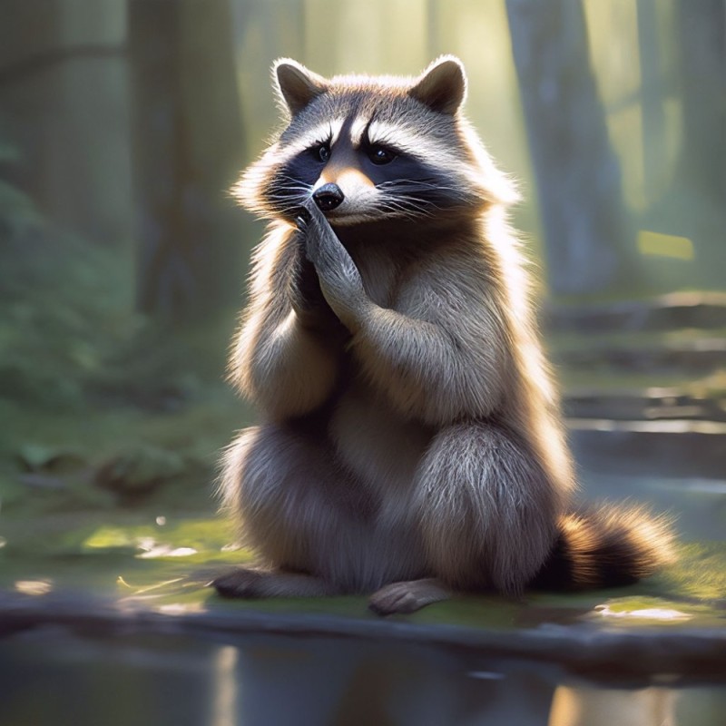 Create meme: raccoons , Sad raccoon, White raccoon polosun