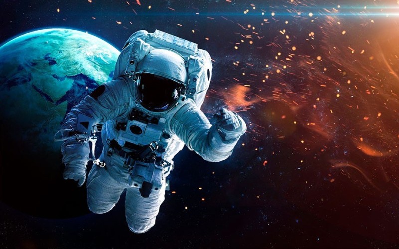 Create meme: cosmonaut background, an astronaut in outer space, astronaut 