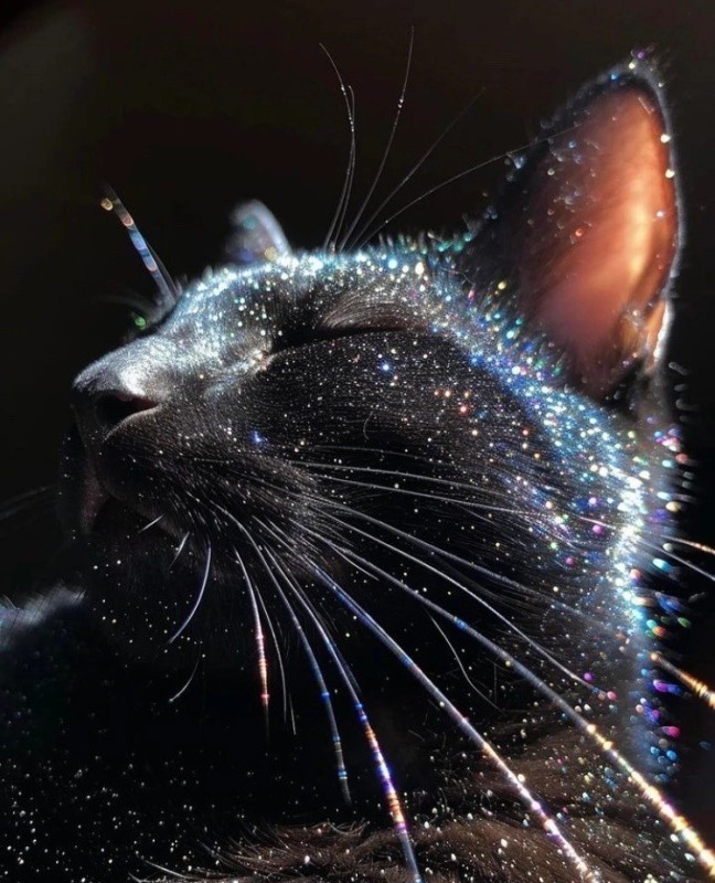 Create meme: space cat, the cat is black, black cat 