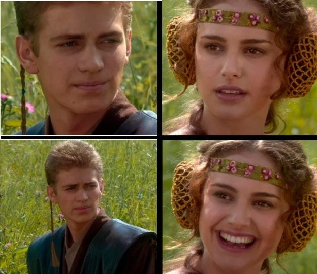 Create meme: Padme and Anakin, meme Anakin and Padme on a picnic, Anakin and Princess Padme Meme