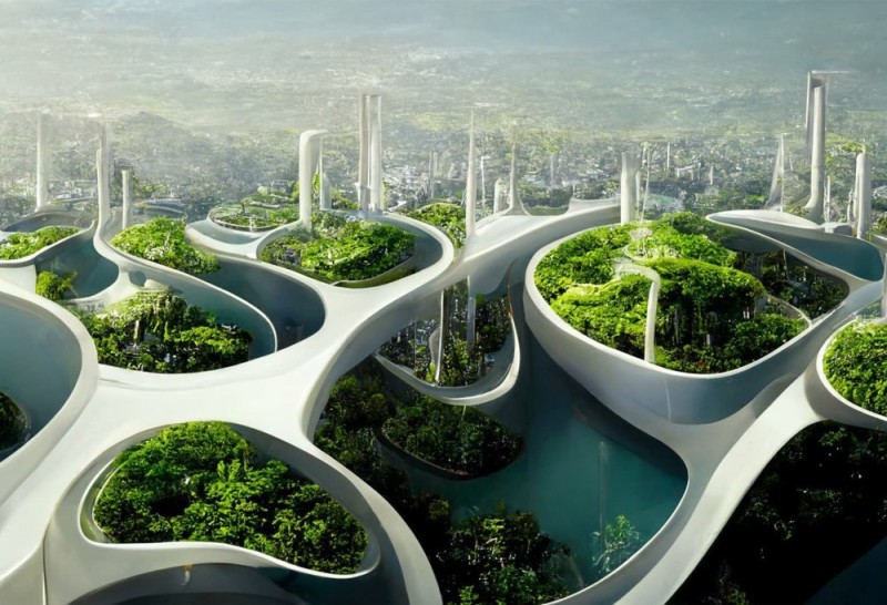 Create meme: The nature of the future, houses of the future, eco-city of the future concept