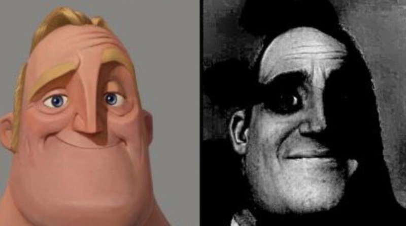 Create meme: Mr. exceptional, Mr. exceptional meme creepy faces, mr incredible becoming canny