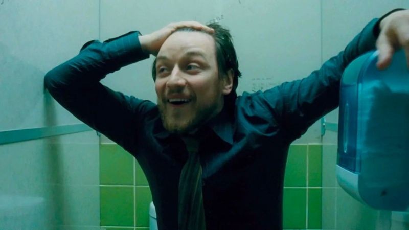 Create meme: James McAvoy what's going on, McAvoy is in the bathroom, McEvoy the mud meme