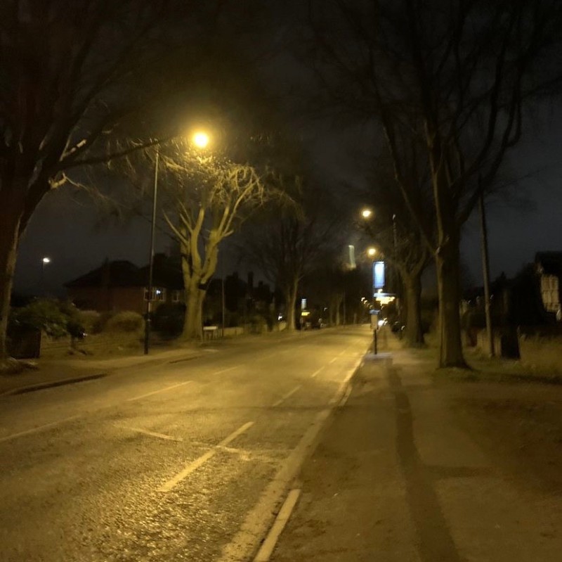 Create meme: darkness, night photography, Title: neighborhood street night