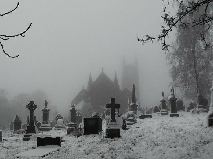 Create meme: cemetery in the fog, beautiful cemetery, cemetery in winter