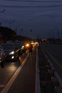 Create meme: Gai night, Kalina brought down the pedestrian, Moscow night road MKAD