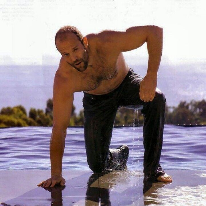 Create meme: Jason Statham as a young man, Jason Statham on the beach, Jason Statham is fat