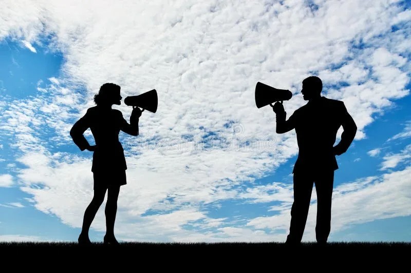 Create meme: A man with a megaphone silhouette, people , A man shouts through a megaphone silhouette