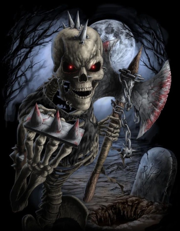 Создать мем: череп страшный, iron maiden eddie, злой скелет