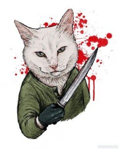 Create meme: Barsik the cat, the cat with a knife, cat