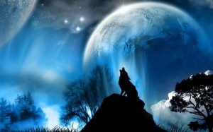 Create meme: the Wallpaper wolf and moon, lunar wolf, wolf howling at the moon
