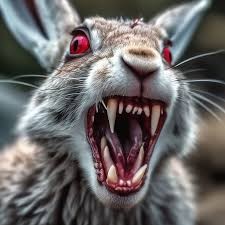 Create meme: evil rabbit, The rabbit is scary, a hare with teeth