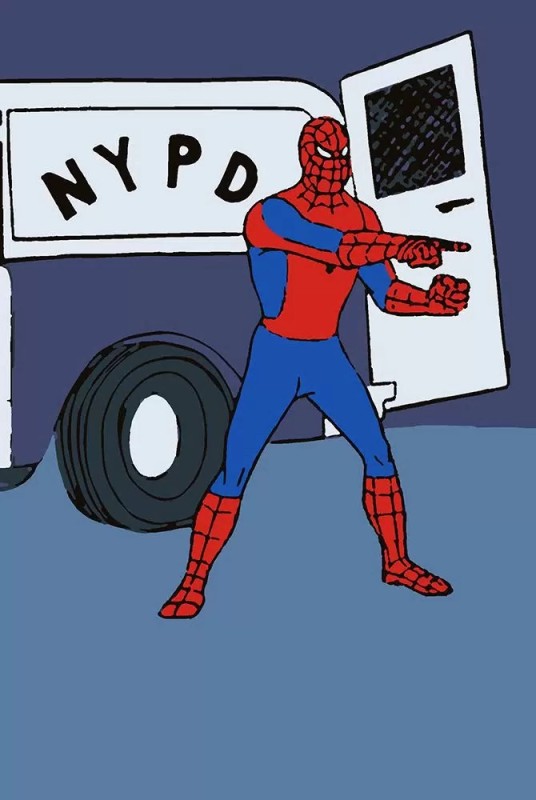 Create meme: Spiderman meme, spider-men point at each other, two spider-man meme