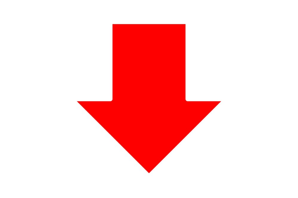 Create meme: down arrow, red arrow, The red arrow is down