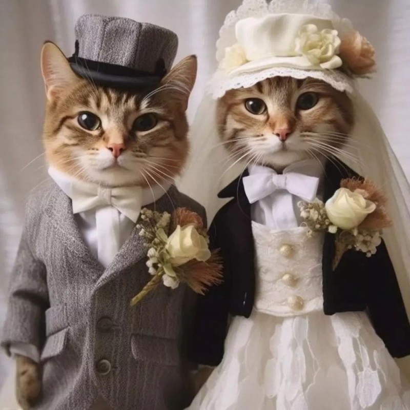 Create meme "The groom's cat, The cat wedding, a cat in a wedding dress" Pictures Meme