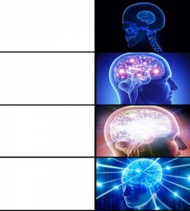 Create meme: glowing brain meme, the overmind meme template, meme about the brain overmind