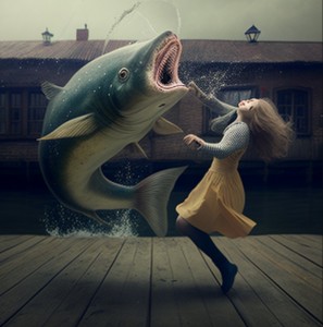 Create meme: shark, the trick, surrealism