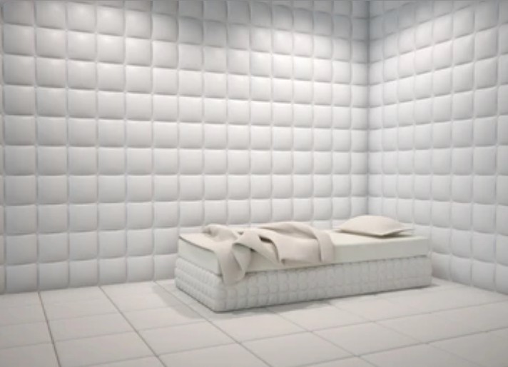 Create meme: soft walls in a mental hospital, the white room psychiatric hospital, a room with soft walls