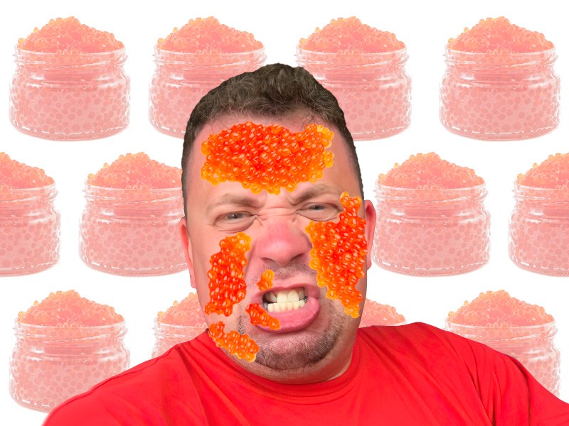 Create meme: red caviar, caviar , boy 