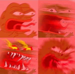 Create meme: triggered meme frog, meme Pepe, meme of Pepe the frog