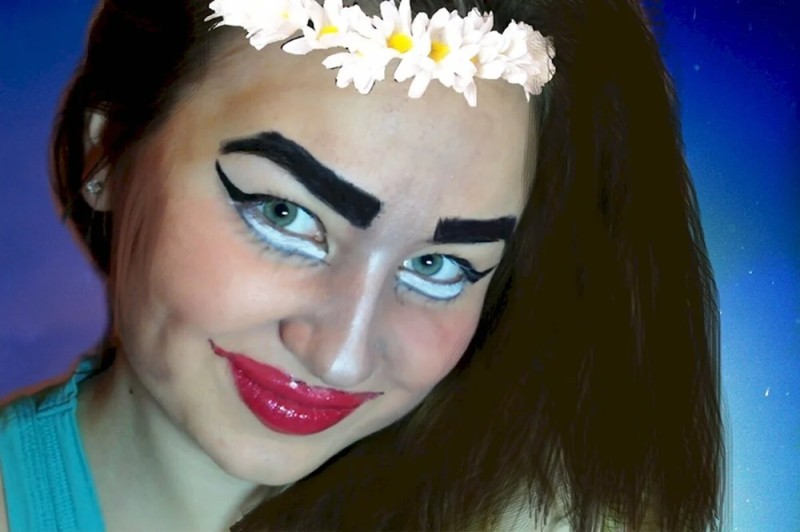 Create meme: funny makeup on her face, eyebrow makeup, Makeup is cool