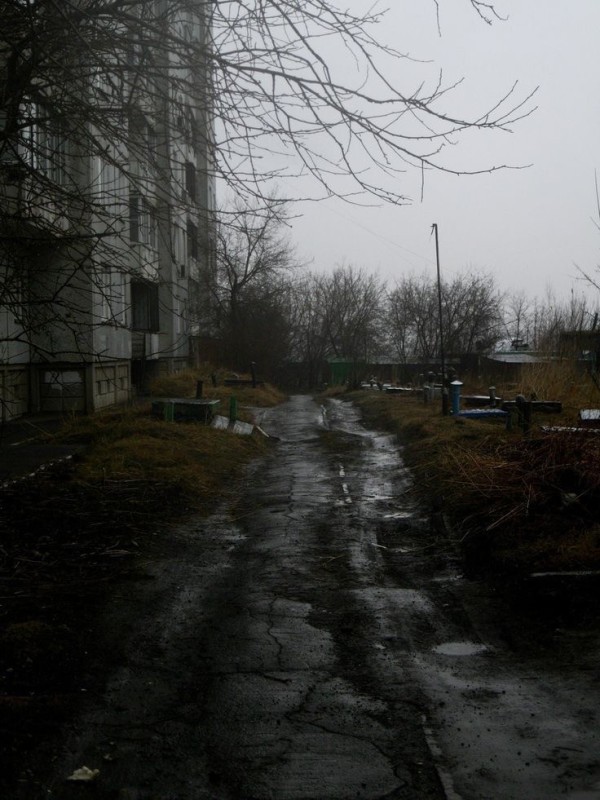 Create meme: the landscape is dark, yard , street landscape