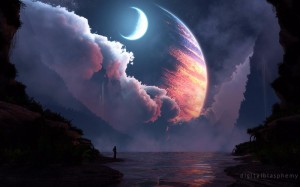 Create meme: fantasy, moon, landscape