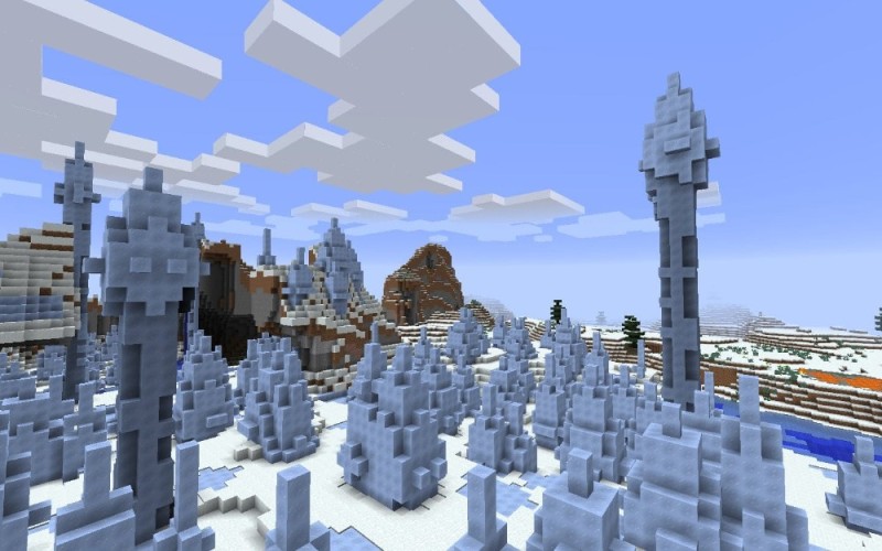 Create meme: minecraft winter, ice spikes biome minecraft, ice biome in minecraft