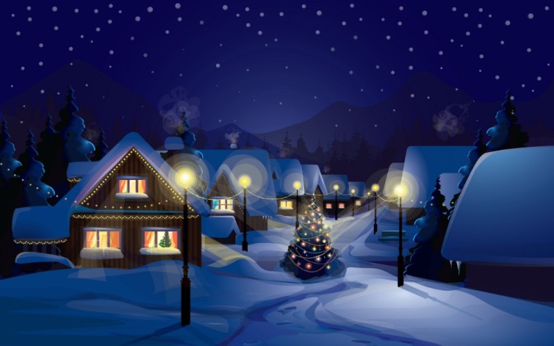 Create meme: New Year's landscape 3d, new Year night vector, christmas background