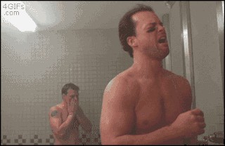 Create meme: Sneezed in the shower, The man in the shower, in the shower