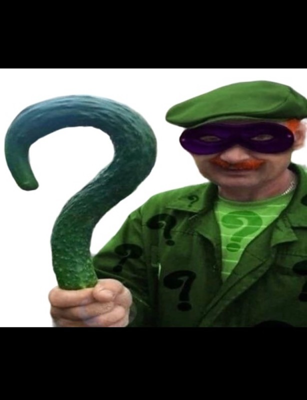 Create meme: the riddler with cucumber, The riddler meme with cucumber, grandfather with cucumber