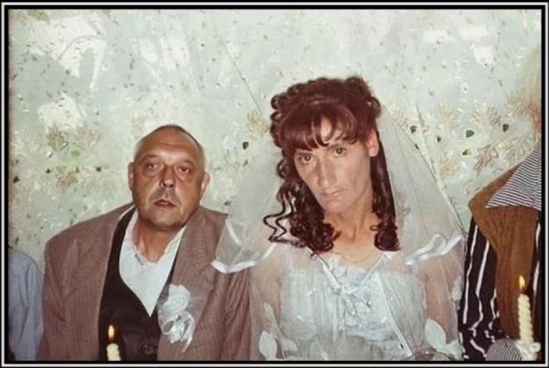 Create meme: The scary bride and groom, ugly bride and groom, The scariest bride and groom