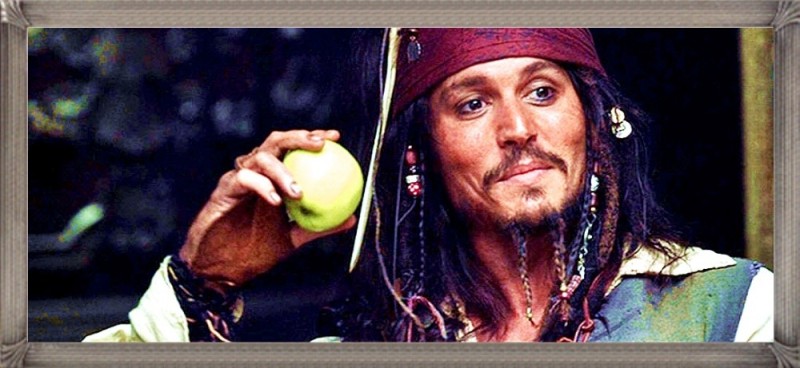 Create meme: Jack Sparrow , jack sparrow with an apple, Jack Sparrow johnny Depp