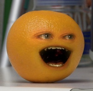 Create meme: Hey Apple, annoying orange, annoying orange