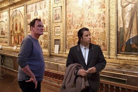 Create meme: Tarantino in Moscow, Quentin Tarantino at the Museum, Tarantino meme