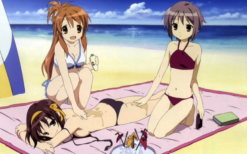 Create meme: Anime Melancholy of Haruhi Suzumiya Beach, Haruhi Suzumiya's melancholy pool, Haruhi 