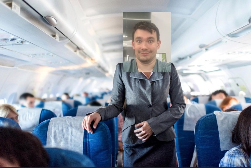 Create meme: the plane , flight attendant on the plane, the cabin with the passengers