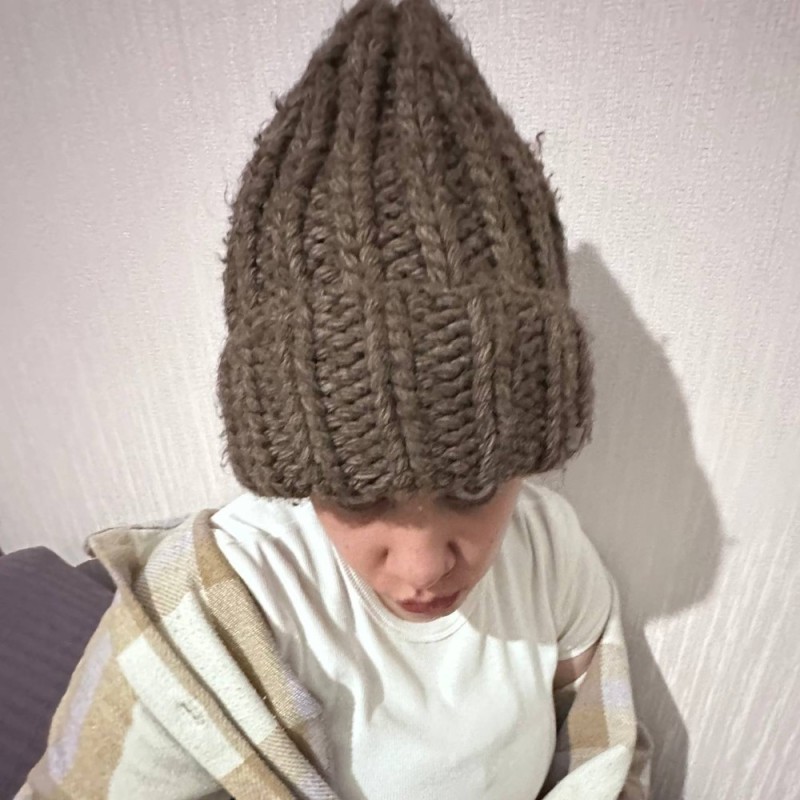 Create meme: knitted hats, beanie knitted hat, large knitted hat