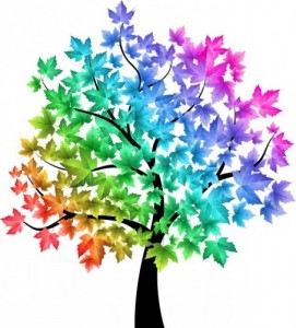 Создать мем: leaf, радужное дерево рисунок, осеннее дерево векторный клипарт