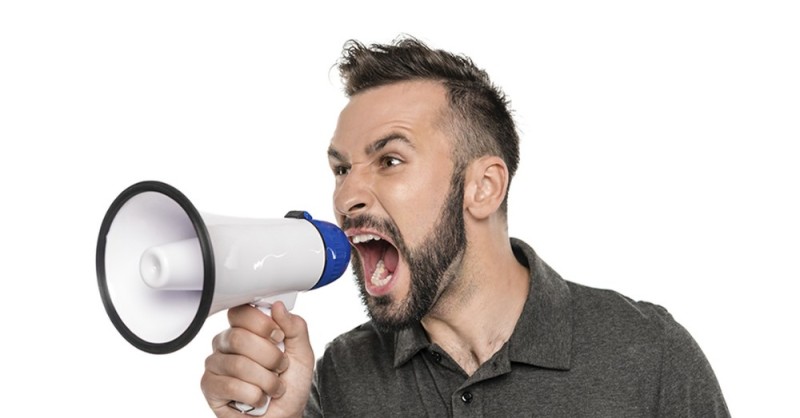 Create meme: a man shouts into a megaphone, the man with the megaphone, man with loudspeaker 