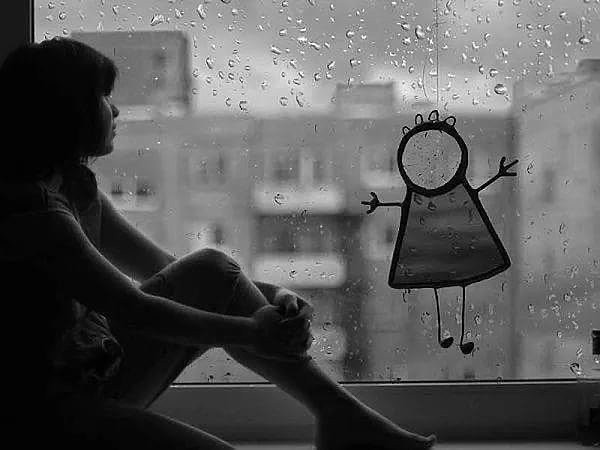 Create meme: A girl is sitting by the window in the rain, outside, the rain , window rain 