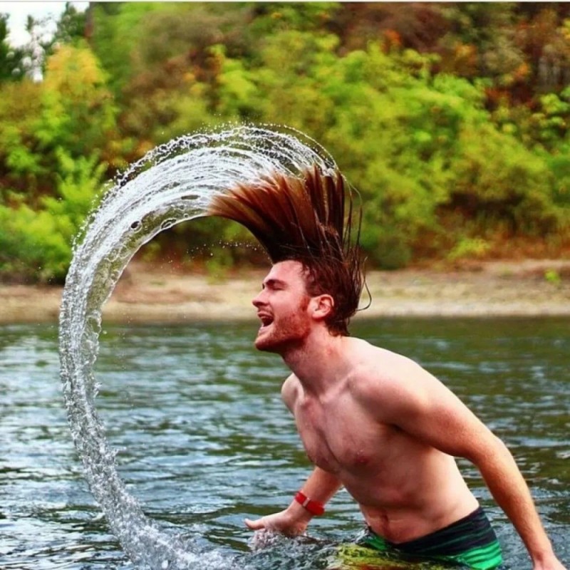 Create meme: hair in water, cool guy, hair from the water