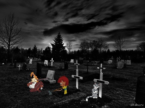 Создать мем: кладбище ночью, сторож на кладбище, самое страшное кладбище