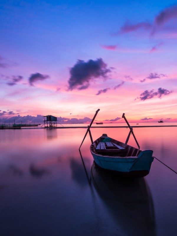 Create meme: boat at sea at dawn, sea boat, serenity boat