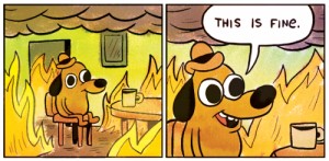 Create meme: this is fine dog, this is fine, This is fine