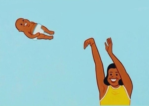 Create meme: woman throws baby meme, A meme throws a child, A meme miscarries a child